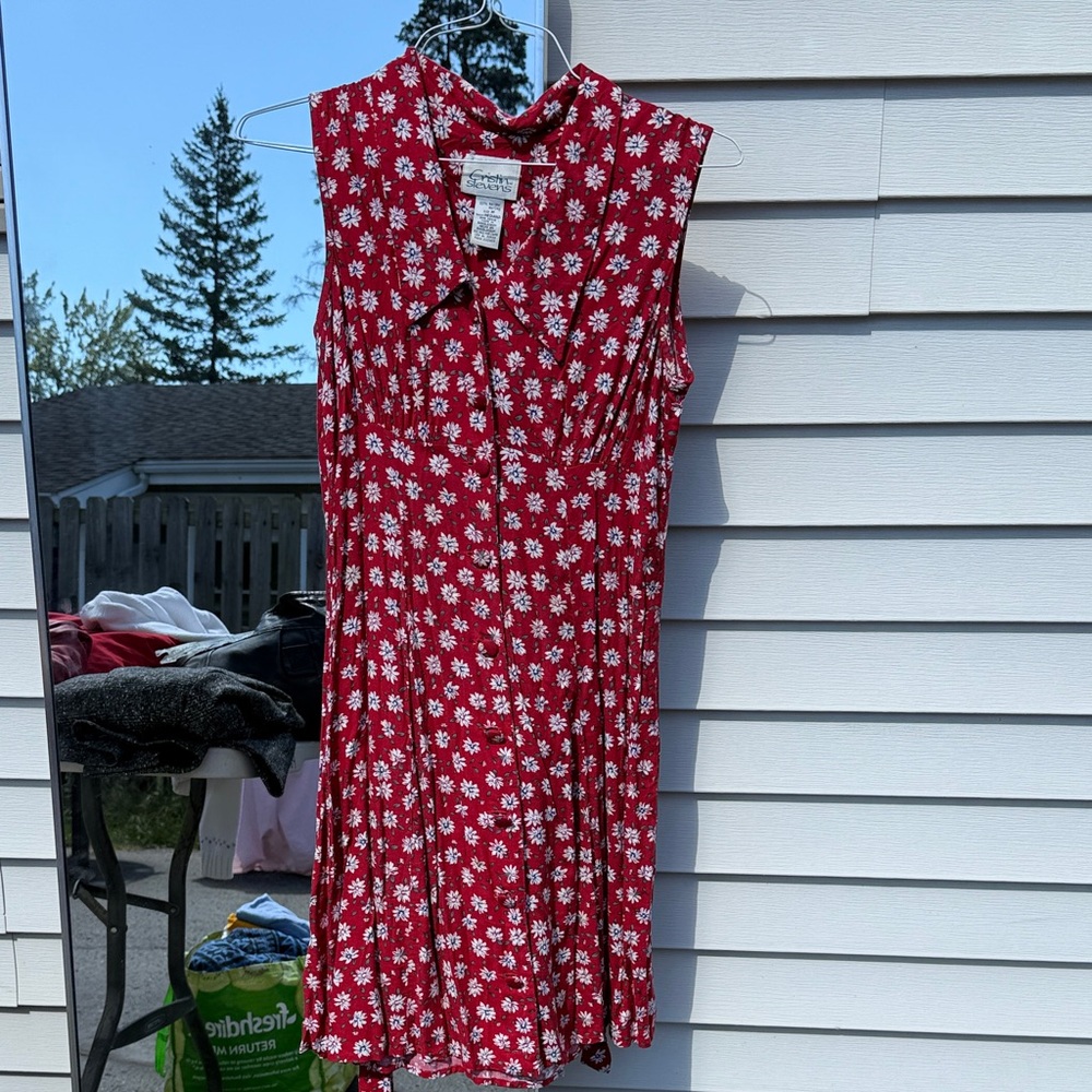 90s Floral Red Dress
